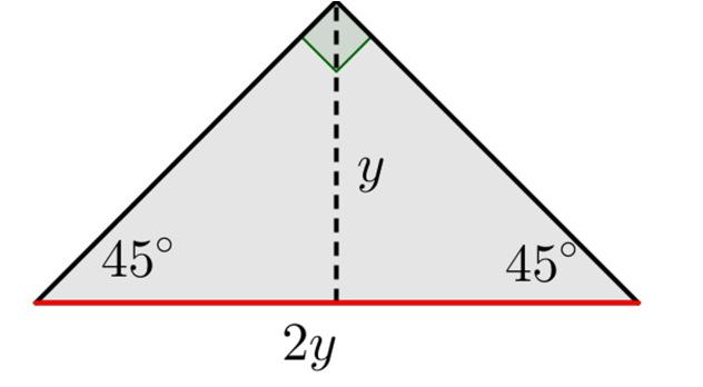 . With equilateral triangle cross-sections, the circle is the same as before, but this time the cross-sectional shape has the area of a triangle.