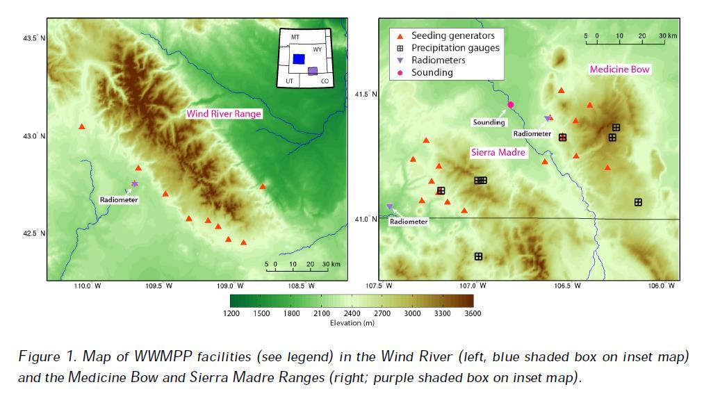 Wyoming Pilot Program Randomized Seeding Experiment (RSE): To evaluate the efficacy of cloud seeding to enhance precipitation One of two mountain ranges is randomly selected to be seeded when both