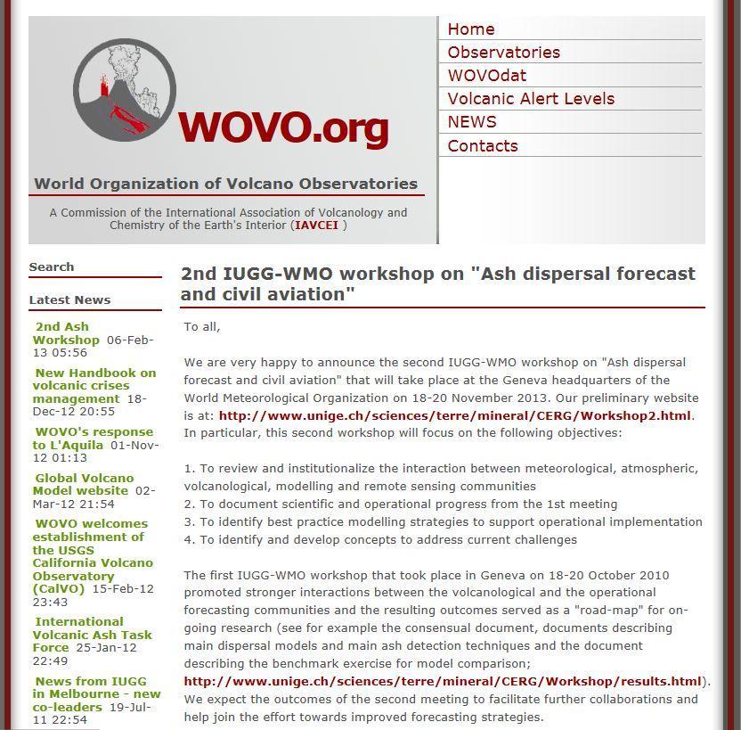 Coordination and collaboration WMO-IUGG workshops Ash dispersal forecast and civil aviation Bonadonna et al.