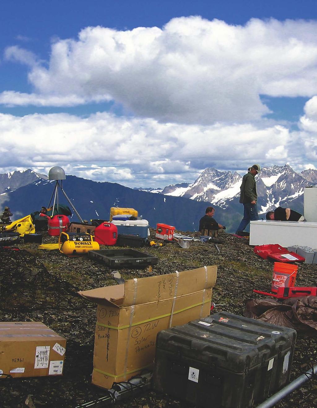 When the EarthQuakes Background: A UNAVCO team installs a GNSS monitoring station in Alaska.