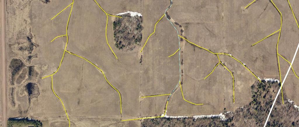 Evidence hydrologic alteration straightened flow paths or ditches in ag fields
