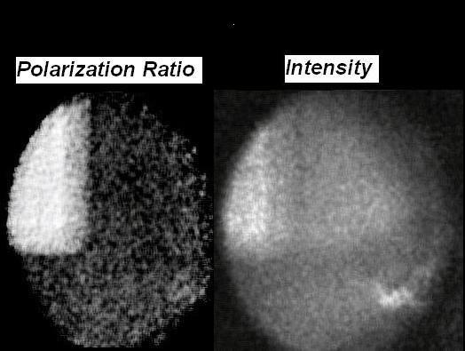 Figure 2.9: The same scene under polarization di erence and intensity imaging.