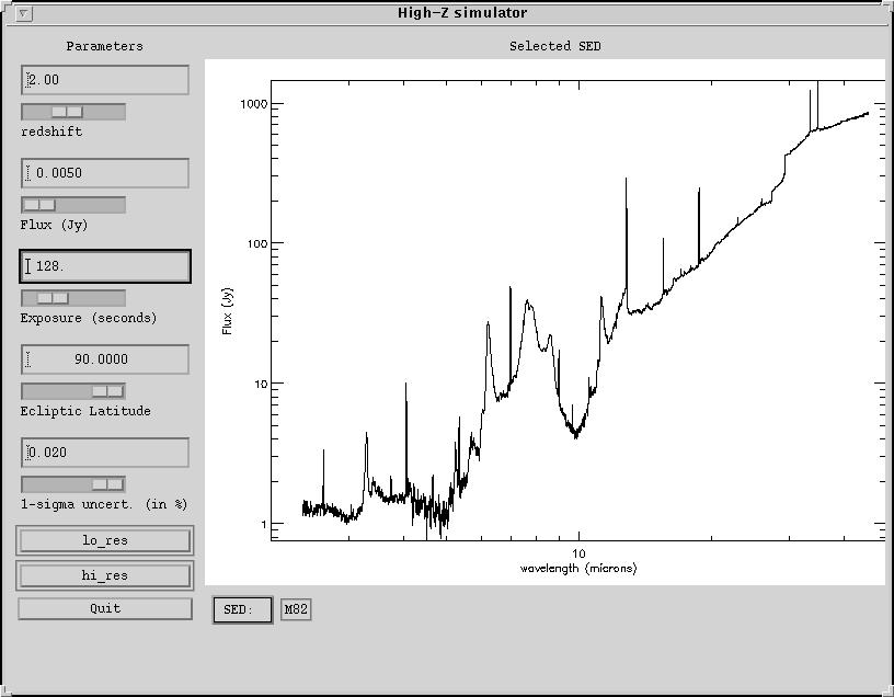 Extrglctic Spectroscopy with SIRTF/IRS 5 c Fig.5. ) The IRS high-z simultor using s templte the ISO/SWS spectrum of M82.