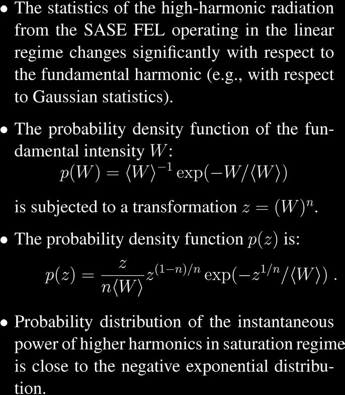 XFEL with planar undulator: odd harmonics Evolution of probability