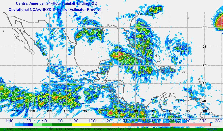 Satellite Precipitation HydroEstimator (GHE) Remotely-sensed precipitation estimates provide good spatial coverage and detail.