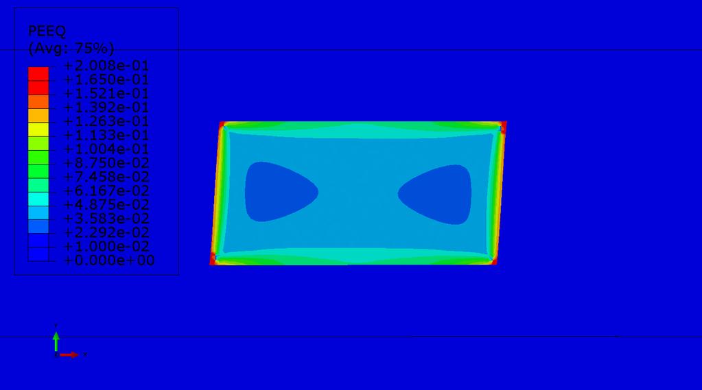 Chapter 3. Results: Periodic vs. Non-Periodic Boundary Condition Figure 3.10: Abaqus models showing shear stress and equivalent plastic strain with underfill present for a 10 micron solder joint.