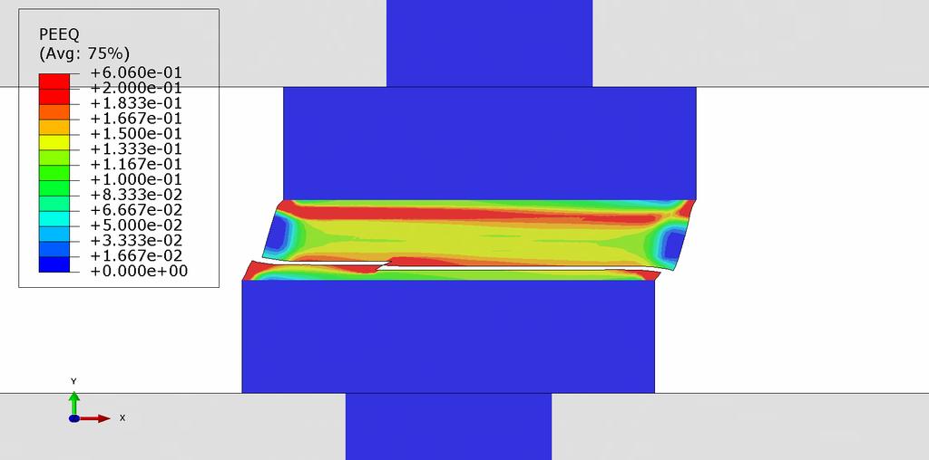 Chapter 4. Results: Solder Joint Fracture and Mode of Failure Figure 4.1: Abaqus model showing the failure of the 5 micron solder joint without underfill present.