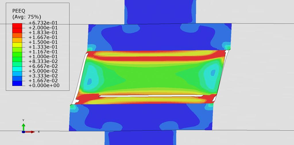 Chapter 4. Results: Solder Joint Fracture and Mode of Failure Figure 4.5: Abaqus model showing the failure of the 10 micron solder joint with underfill present.