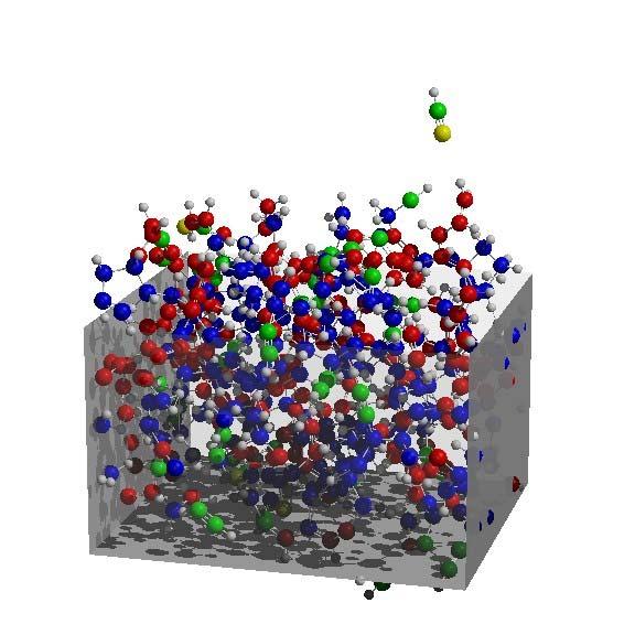 Illustration of MD simulations for film deposition (diamond like carbon) 5-fold coordinated C-atom