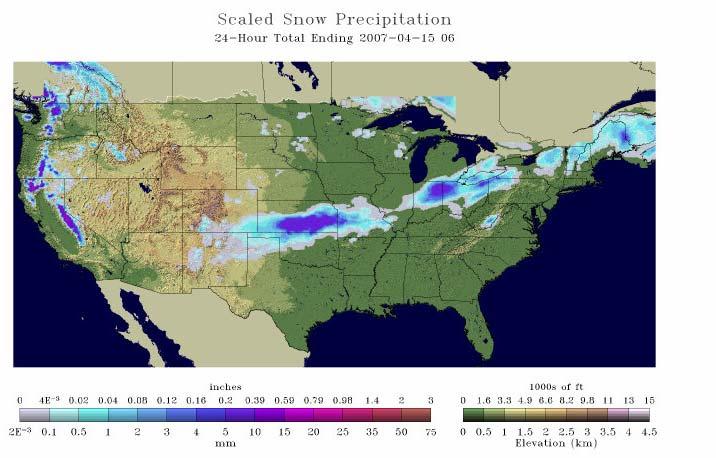 Figure 7 Snow analysis provided by NOAA showing 24 hour
