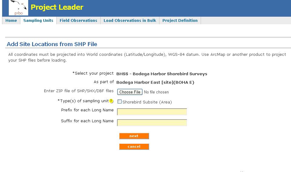 4. Navigate to the zipped folder that contains your shapefile components when asked to Choose folder a.