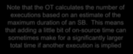 Single source time estimates Note that the OT calculates the number of executions based on an estimate of the maximum duration of an SB.