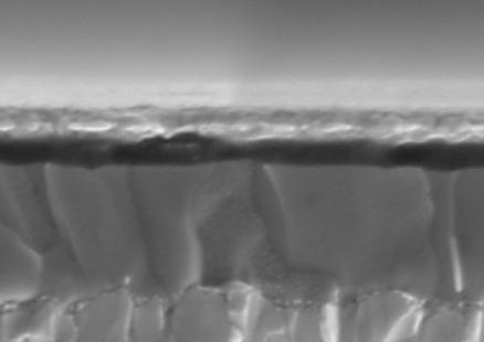 Figure S2a shows the cross-sectional SEM image of the ZnO-based device, where both the interfaces between perovskite/electrode (black frame) and