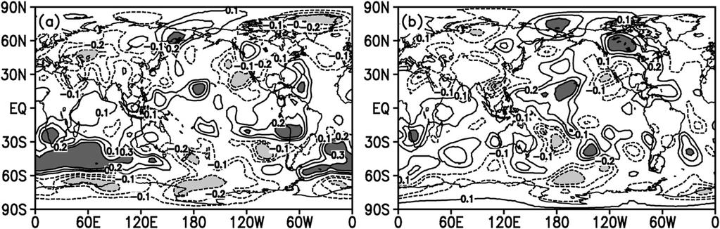 OCTOBER 2009 D I N G A N D L I 3529 FIG. 14. (a) The 7-yr low-pass-filtered time series of winter 500-mb temperature difference (8C) between 408 and 608N (solid line) and winter AOI (dashed line).
