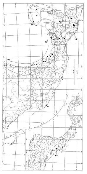 INTERNATIONAL JOURNAL OF TROPICAL BIOLOGY AND CONSERVATION 75 Fig. 53. Distribution of some species of Mexinauta, p. 74.