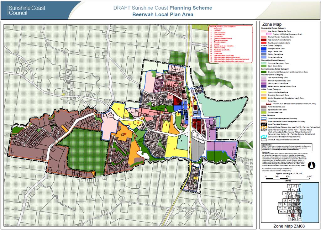 The draft planning scheme currently intends that growth in Beerwah can be accommodated within existing urban zones.