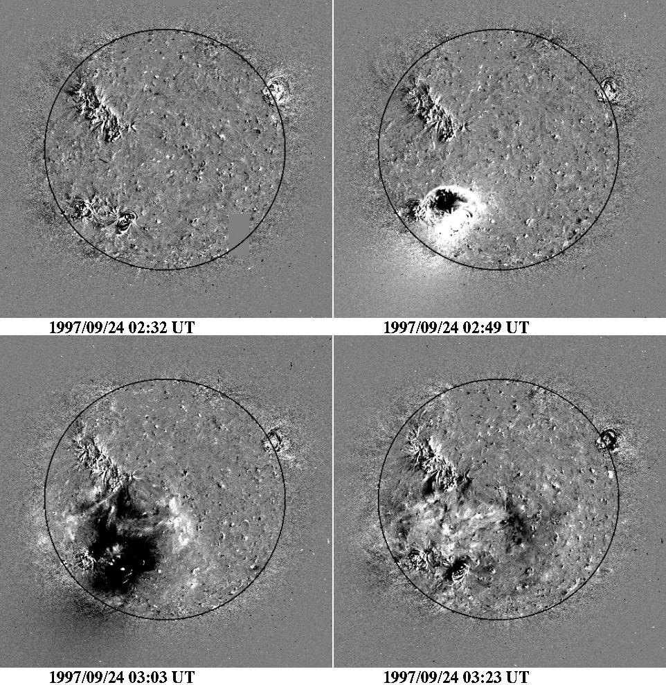 No. 1, 1999 CME-ASSOCIATED HIGH-ENERGY PROTONS 463 FIG. 2.ÈRunning di erences between successive images of the Ðrst eruption on 1997 September 24.