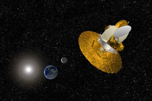 The Wilkinson Microwave Anisotropy Probe (WMAP), orbiting the Sun somewhat behind the