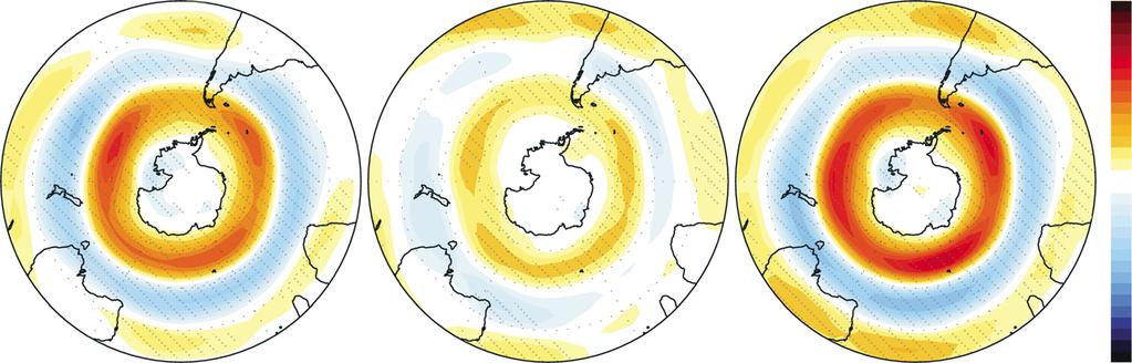 25 hpa Zonal Wind (a) OZONE (b) GHG (c) BOTH 8 Figure 1. December February (DJF) 25 hpa zonal wind response to (a) ozone forcing, (b) greenhouse gas forcing, and (c) both forcings.