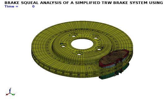 Figure 5 gives the disk brake model in this study. The disk is constrained at its bolt holes.
