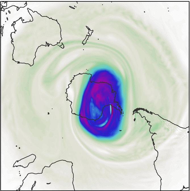 Potential vorticity on 850K isentropic surface 12UTC 20