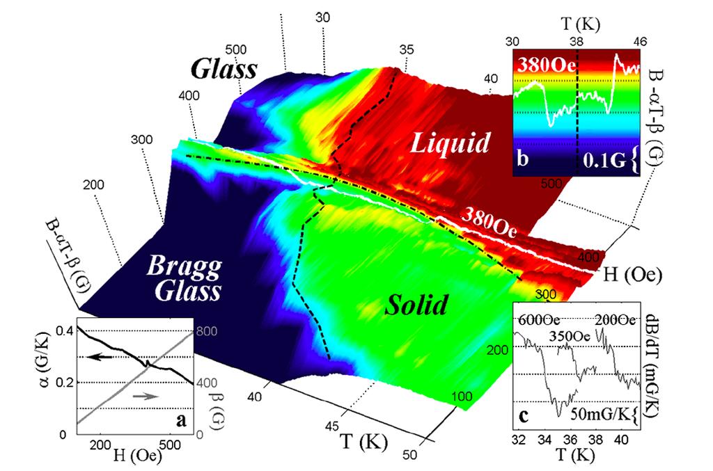H-T phase diagram of vortex matter Bi 2 Sr 2 CaCu 2 O 8+δ Vortex glass: topologically disordered, amorphous Bragg glass: a