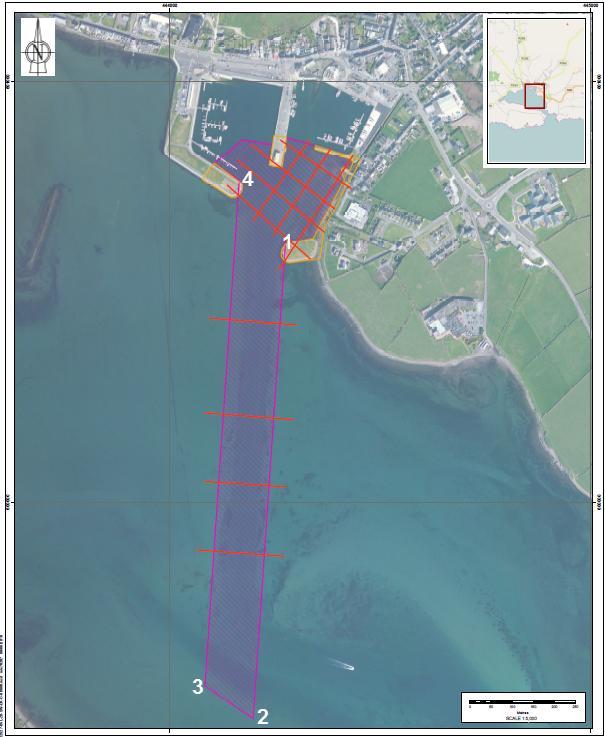 Figure 2.2 Dredged channel Point ID ITM East ITM North 1 444274.8 600615.9 2 444197.9 599485.7 3 444082.9 599563.3 4 444164.6 600764.0 Table 2.2 Dredged channel co-ordinates 2.