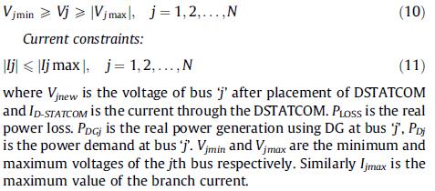 Inequality Constraints: Power constraints: The bus real power is limited to Fig1: schematic of a D-statcom (8) The real power generation at node j by the installation of DG must be equal to the sum