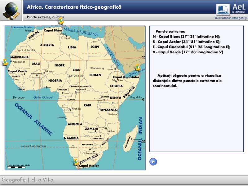 Africa. General Geographic Description Recommended for three hours of teaching. AeL Code: 327. 2. Geographical Location 3. Geographical Boundaries 4. Extreme Points 5. Shores: Islands and Penisulas 6.