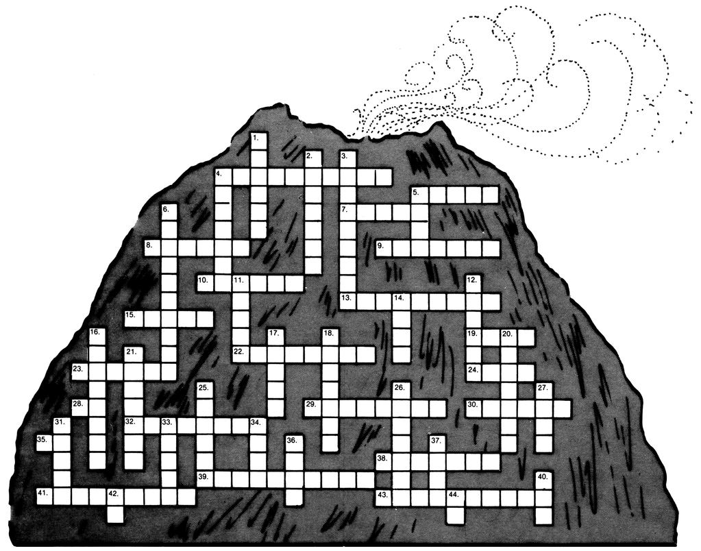 EARTHQUAKES & VOLCANOES CROSSWORD PUZZLE Across 4. A volcanic hill made of loose rocks ejected from a volcanic vent. (2 words) 5. Author of Journey to the Center of the Earth. 7.