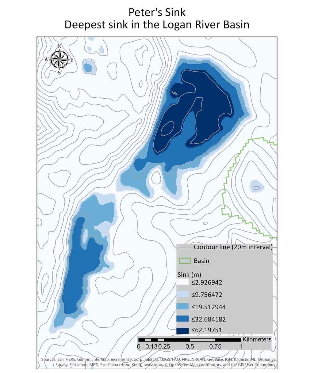 3. A layout showing the deepest sink in the Logan River basin.