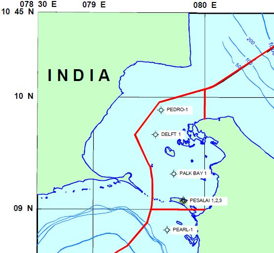 Available data in Cauvery Basin: Well data Six wells have been drilled in the Sri Lankan sector of the Cauvery Basin, three onshore Mannar Island and three offshore.