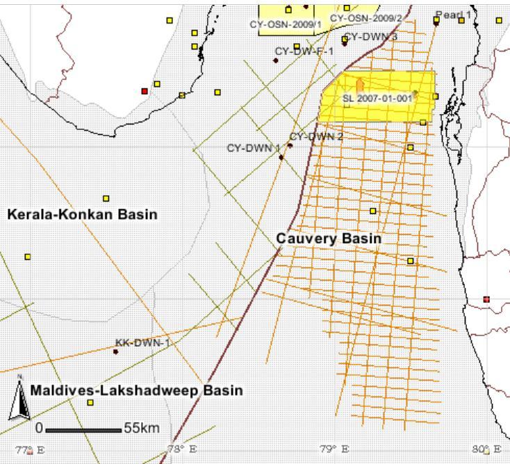 Seismic Data in Mannar Basin 2350 km 2 3D in Block SL- 2007-01-001.