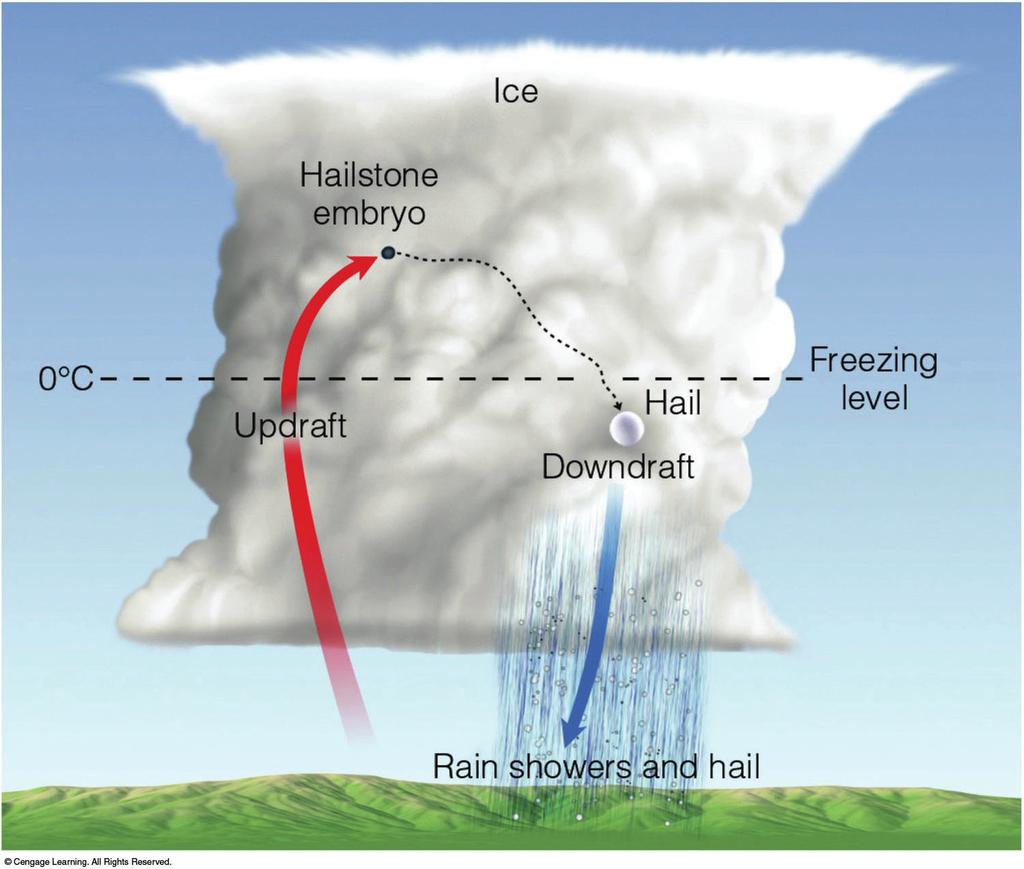condensation nuclei While the ice is in the updraft it can cycle up and down or be