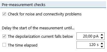 Page 15 of 20 f. Check the pre-measurement checkbox to detect connectivity problems, quality of the measurement signal, overload or pre-polarization of the sample.