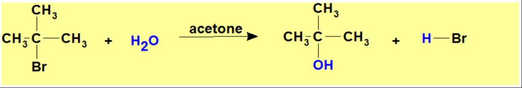 The S N 1 Mechanism Acetone is used to dissolve everything! Water is the solvent and nucleophile (solvolysis). This sequence of reactions can be represented on an energy diagram.