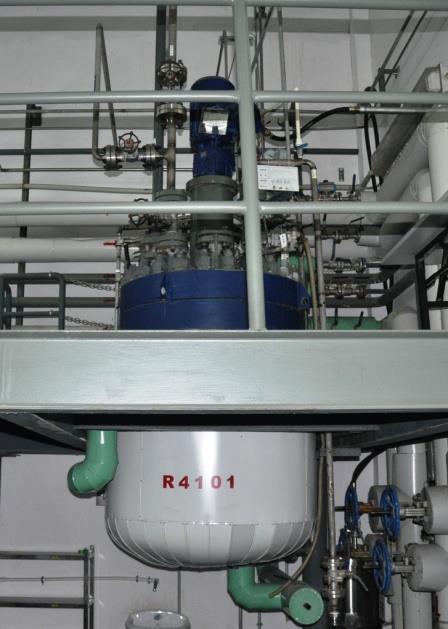 Two 1000 L, two 500 L and one 100 L stainless steel hydrogenation reactors (100 atm.