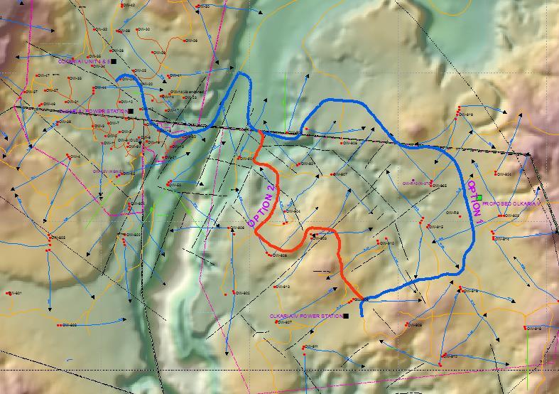 Figure 7: A section of olkaria IV showing a route selection planning (source: KenGen records) 3.0 THE FUTURE OF GIS IN GEOTHERMAL 3.