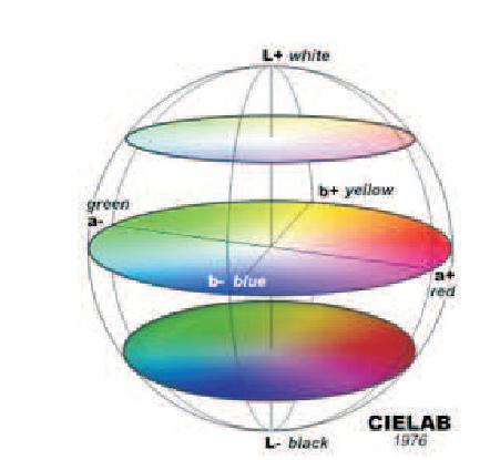 Perceptually uniform Color models Y CIE 1976 L*a*b* (CIELAB), X Z For:, 0. 01 Y X Z n n n otherwise 1/ 3 Y Y > for 0.008856 Y f = Yn Yn Yn Y 16 Y 7.787 + for 0.