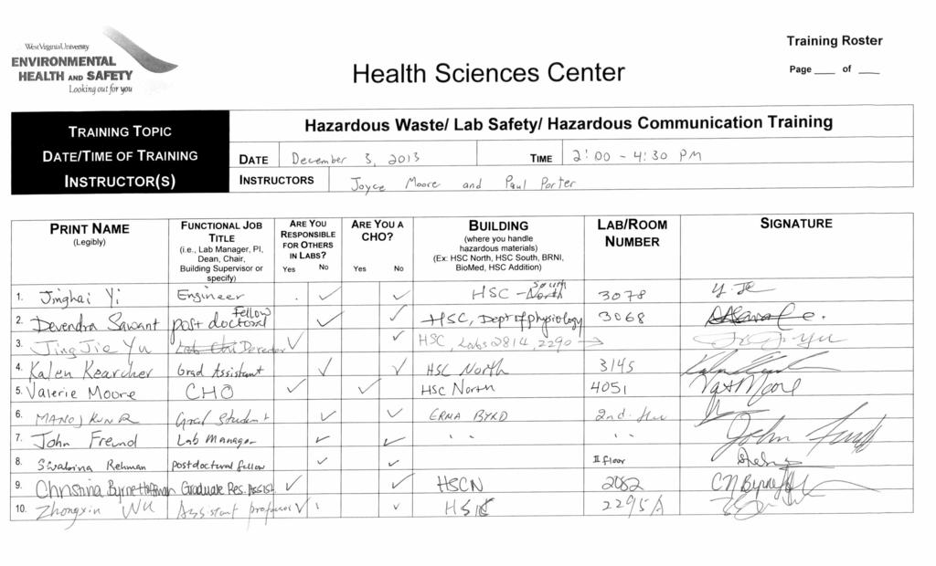 NksiWginiaUniversq. 41411 k' HEALTH AND SAFFTY Hazardous Waste Lab Safety! Hazardous Communication Training o 0 - p11 3ay c..e Cloo cc, And P4 u1 Por ter A (Ex: HSC rth, HSC South, BRNI, N UMBER 1.