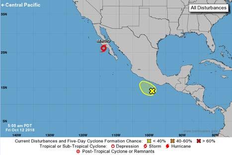 EDT) 130 miles NW of Cabo San Lazaro, Mexico Moving NE at 24 mph Maximum sustained winds 50 mph Expected to continue