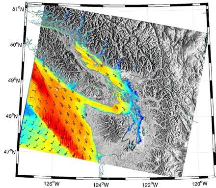 Area of stronger winds Island British Columbia We presented three cases where SAR wind images had provided values to the forecast operations in Canada.