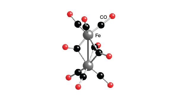 2.46 Å The coordination number of Fe atom in Fe 2 (CO) 9 is 7 rather than 6.