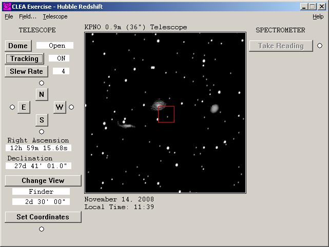 Figure 2: Field of View from the Finder Scope 7. Locate the Change View button in the lower left hand portion of the screen.