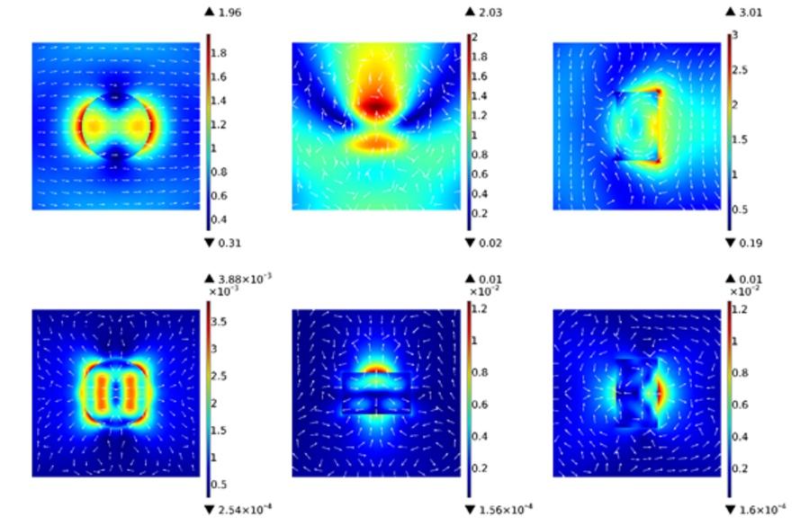 the nanodisk of 490 nm diameter; near-field distributions of the fundamental