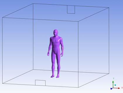 Proceedings: Building Simulation 7 design tools to remove unnecessary details of eye lashes, teeth and shoe laces, etc., then the manikin geometry was imported into ICEM CFD (Ansys Inc.