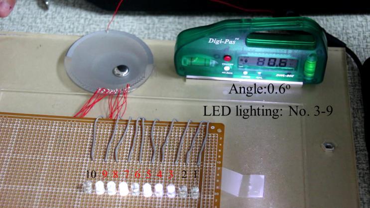 the negative electrode of the power supply via LEDs, respectively, for measurement of the mercury droplet positions.