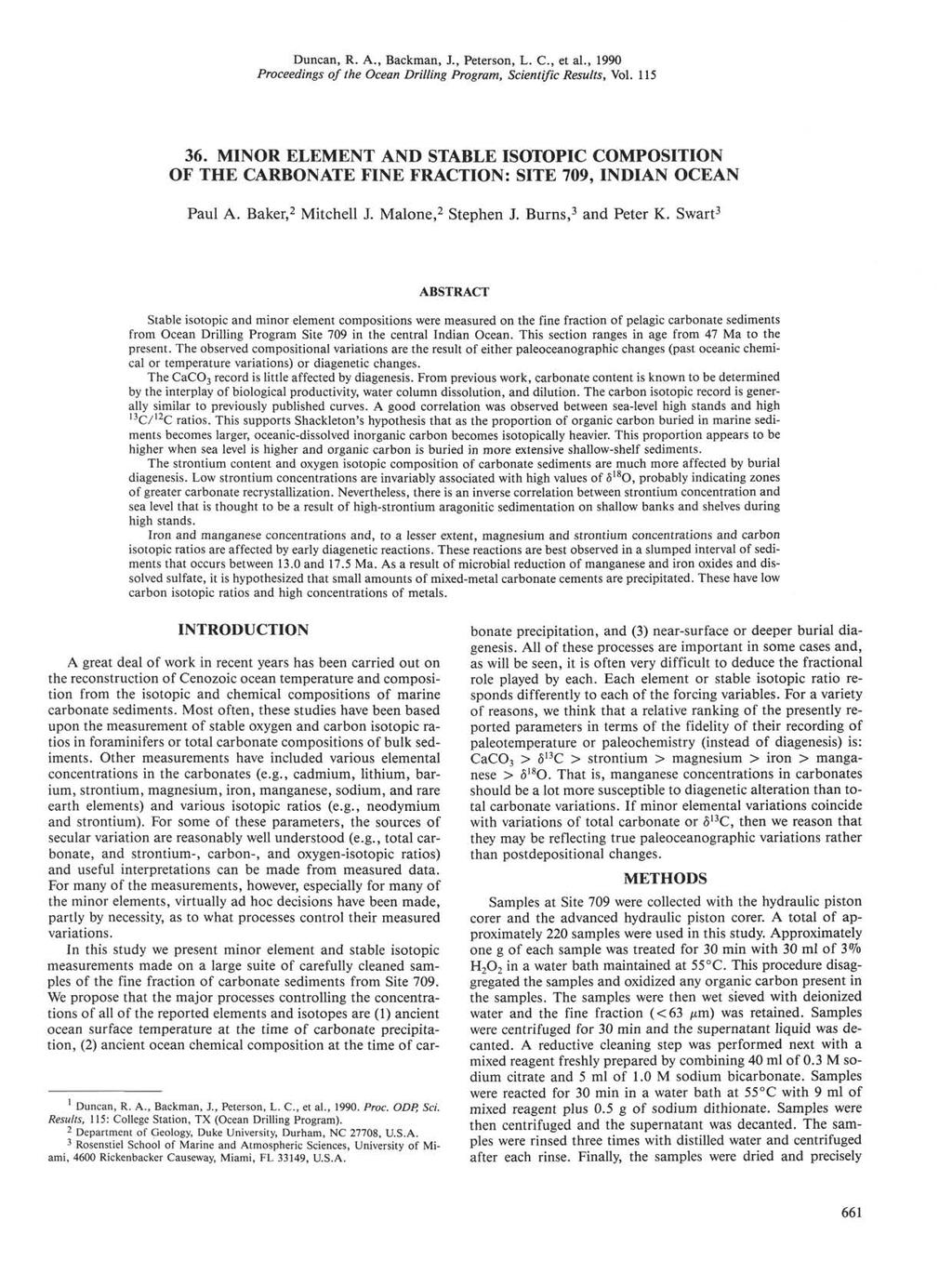 Duncan, R. A., Backman, J., Peterson, L. C, et al., 1990 Proceedings of the Ocean Drilling Program, Scientific Results, Vol. 115 36.