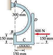 Determine the shear force acting on the pin at E. 9.1.31. Consider the frame in E9.1.31. Determine the loads acting on the frame at A and C. E9.1.31 9.