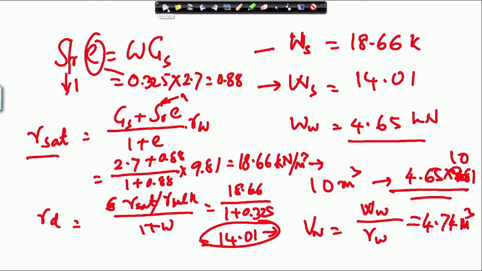 (Refer Slide Time: 15:33) We know the relationship S r into e w into G S and this is S r value is 1, so ultimately I will get directly e equal to water content into G S so water quantity is 32.